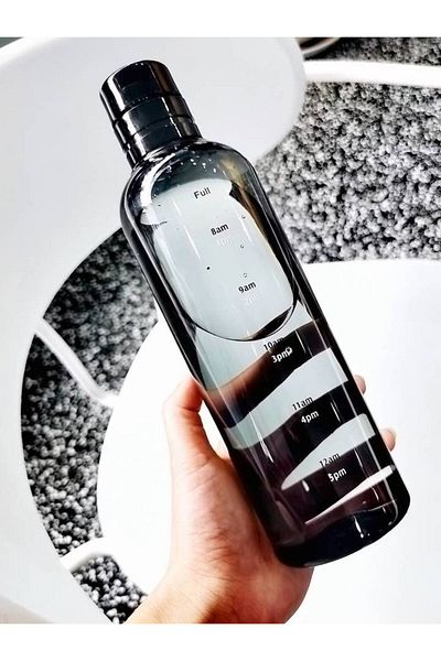 Choice 500ml Black 500ml/16.9oz Transparent Plastic Sport Water Bottle Time Marker Leakproof Juice Milk Cup