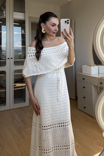 Tulipabutik Rochie tricotaj cu guler Madonna