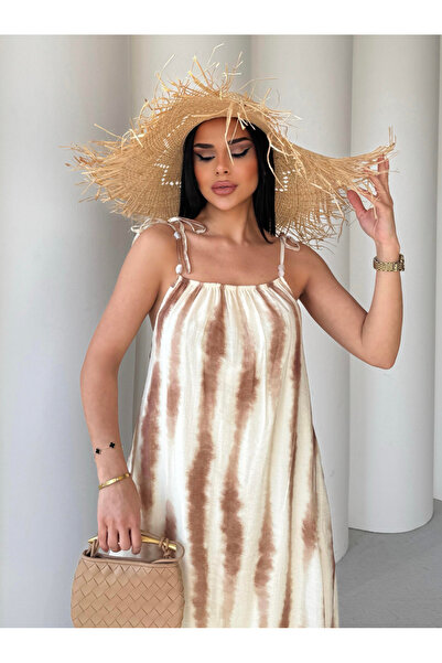 Bak'ap Φόρεμα με μακρύ λουράκι με αφηρημένο σχέδιο με λεπτομέρεια με χάντρες