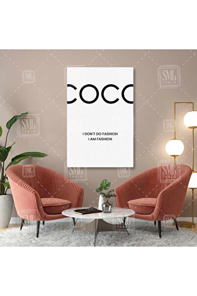 SML TABLO Coco Chanel Sözü Tipografik Moda Öncüsü Dikey Kanvas Tablo