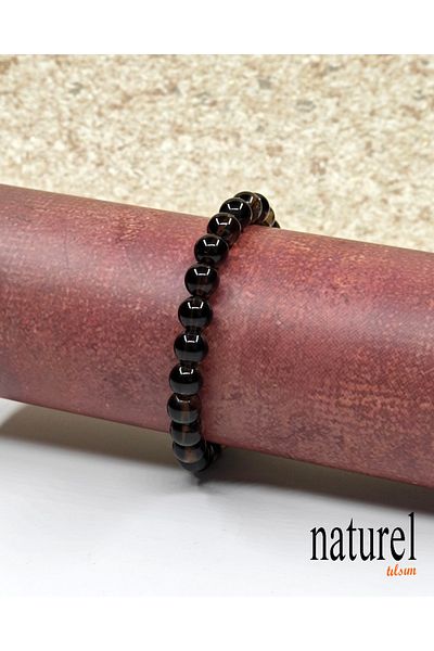 Naturel Tılsım Smoky Quartz 8mm Natural Stone Unisex Bracelet