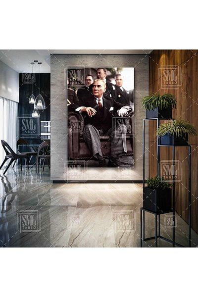 SML TABLO Gazi Mustafa Kemal Atatürk Pictură pătrată pe pânză