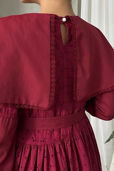 ASEDE Imported Special Design Cloak Collar Lined with Belt 100% Cotton Fisto Dress Suitable for Testture