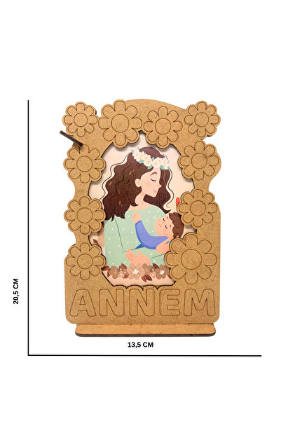 14lazerkesim Anneler Günü 10 Adet Boyanabilir Papatya Figürlü Çerçeve