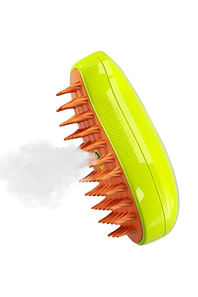 Fish & Paws Perie 3 în 1 Fish & Paws®, cu aburi, pulverizare, dozator, USB, pentru pisici, Verde