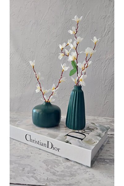 ATÖLYEM BURADA Zümrüt Yeşili ikili bohem vazo