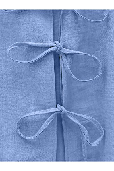 HİJABAYA Linen Suit with Lace-Up Front and Elastic Waist Skirt