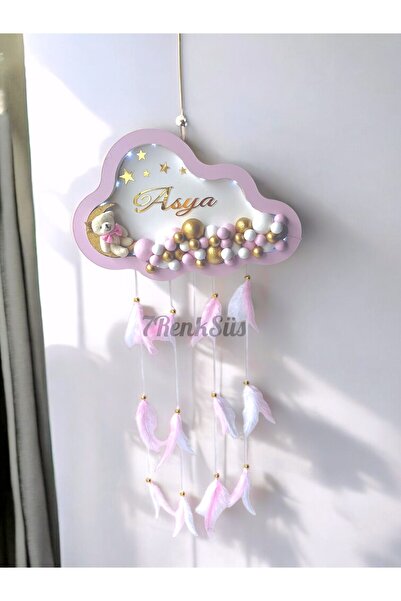 7Renk Kişiye Özel Işıklı Hastane Odası Kapı Süsü İsimli Bebek Odası Dekoru Pembe Bebek Kapı Panosu
