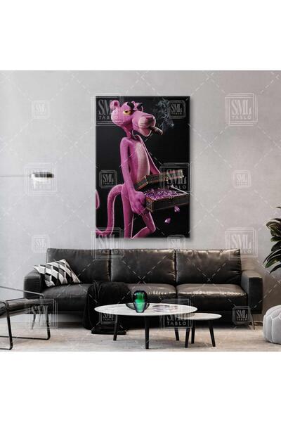 SML TABLO Pembe Panter Ve Hazinesi Dikey Kanvas Tablo