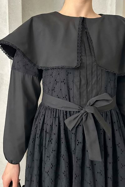 ASEDE Imported Special Design Cloak Collar Lined with Belt 100% Cotton Fisto Dress Suitable for Testture