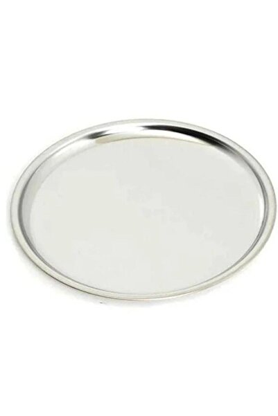 Kitchen Design Lab Paslanmaz Çelik 1 Adet 23 Cm Yuvarlak Servis, Pasta, Kurabiye, İkram Tabağı, Servis Tabağı 1 Adet