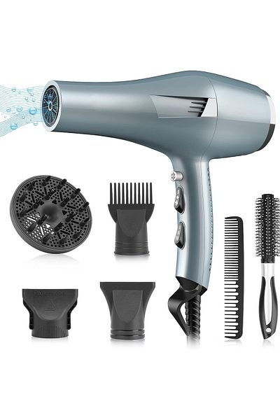 Regal Bliss Uscător ionic Regal Bliss®, 2600W, 2 viteze, 3 temperaturi, 6 accesorii, ceramic, aer puternic, Gri