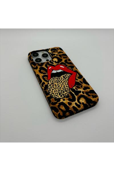 Dudak Leopar Desenli İnce Yapılı Model Kullanışlı iphone 12 Telefon Kılıfı