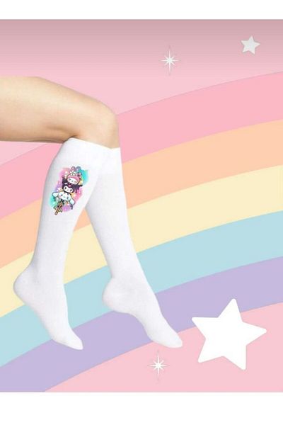 bhk desing Colorful Ice Cream School Socks Girl Children Knee-High Socks
