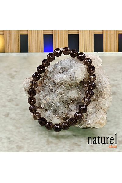 Naturel Tılsım Smoky Quartz 8mm Natural Stone Unisex Bracelet