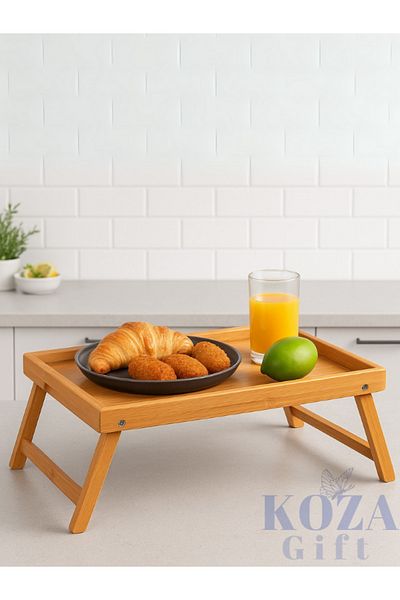 keyfisepet en keyifli sepet Wooden Design Bed Enjoyment Tray Table with Folding Legs