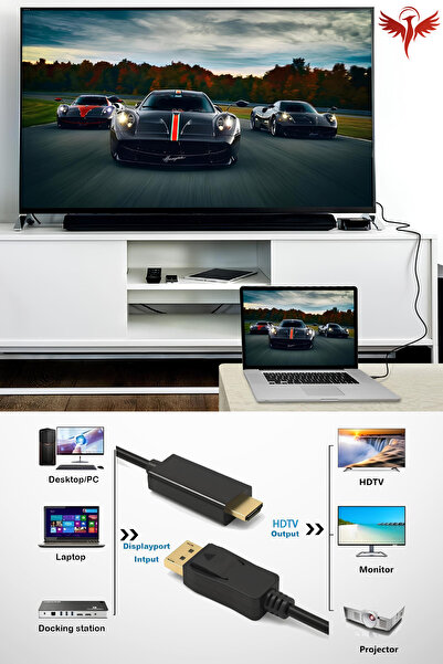KAJİWA 3 Metre Displayport-hdmı Kablo (DP TO HDMI) 60hz,1440p,2k Monitör-pc Görüntü Kablosu Premium 3mt