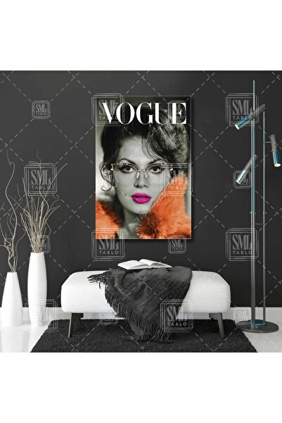 SML TABLO Türkan Şoray Sultan Vogue Dergi Kapağı Pembe Rujlu Dikey Kanvas Tablo