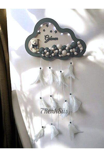 7Renk İsimli Küf Yeşili Renkli Led Işıklı Bebek Kapı Süsü,Yenidoğan Hastane Odası Erkek Bebek Kapı Panosu