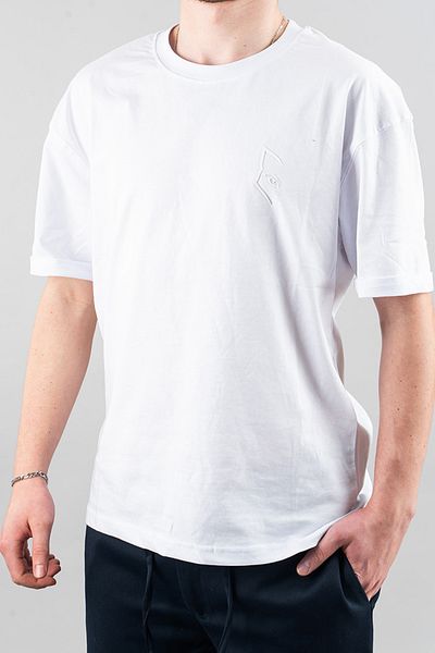 bombe Men's Special Crew Neck T-Shirt Basic Semi-Oversize Plain Printed White T-Shirt