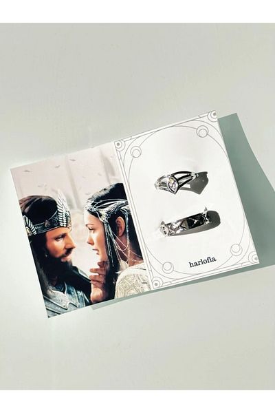 Harlofia Jewelry Arwen & Aragorn Inspired Couple Rings