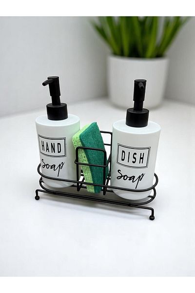 safestore Pinterest Liquid Soap Dispenser Kitchen Bathroom Set of 2 500 ml Fenomen Metal Stand with Sponge