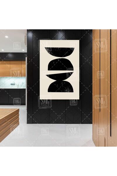 SML TABLO Yarım Daire Siyah Heykeller İskandinav Boho Dikey Kanvas Tablo