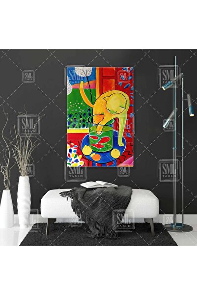 SML TABLO Henry Matisse The Cat With Red Fish Kedi Balıklar Akvaryum Dikey Ka...