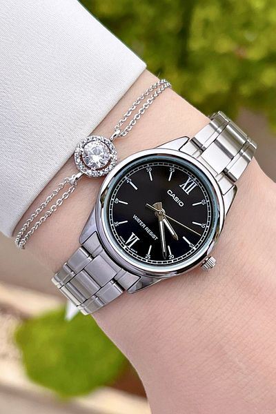 Casio Women Wrist Watch with Dial Black Cord Metallic Color 24 Months Guarantee