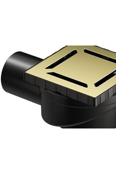 Mu Art Ahşap Mrt V-Flow Square 5606972 Shower Drain Side Outlet Dk 100 Cover Shiny Gold Art 871301