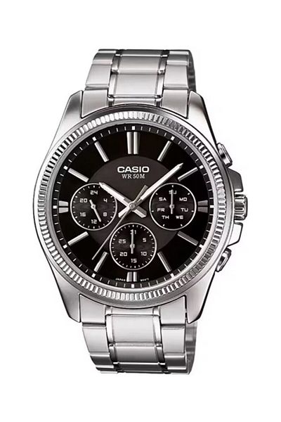 Casio Dial Black Band Metallic Color Men's Wristwatch