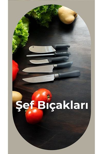 kitchenboost Lazoğlu Knife Set - 5 Piece Chef Kitchen Knife Set Set