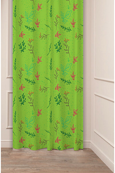 GREENDECOR Flori, frunze, dungi, model boem, design special, digital cu imprimeu (un singur aripă), perdea de fundal modernă și elegantă