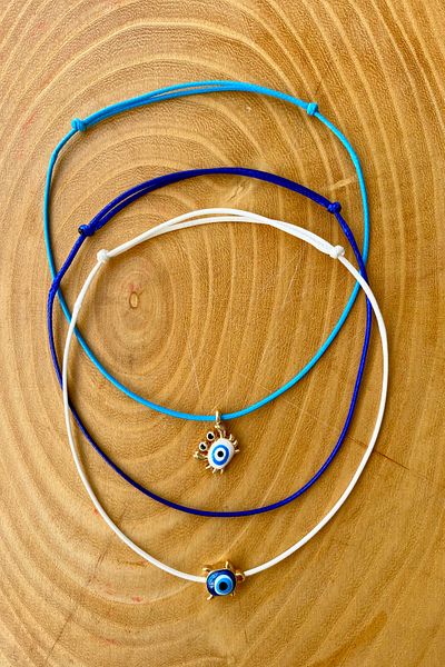 Shepidi 3 Pcs Turtle and Crab Figured White Blue Navy Blue Korean Rope Slide Lock Weave Anklet