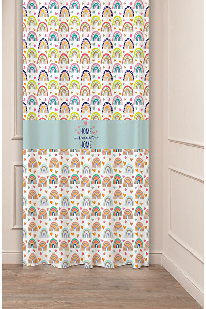 GREENDECOR Rainbow Cloud Bohemian Design special cu model digital cu imprimeu (un singur aripă) Cortina de fundal elegantă pentru camera copiilor