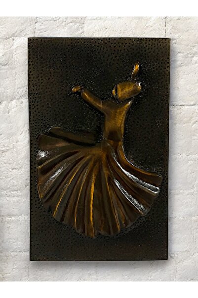 El Yapımı Ahşap Semazen Figürlü Oyma Tablo – 35x22 cm Ihlamur Ağacı Duvar Dekoru