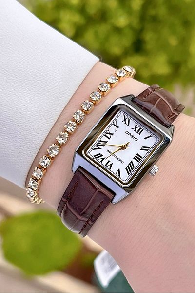 Casio Women's Wristwatch with Case Metallic Cord Brown Color 24 Months Warranty