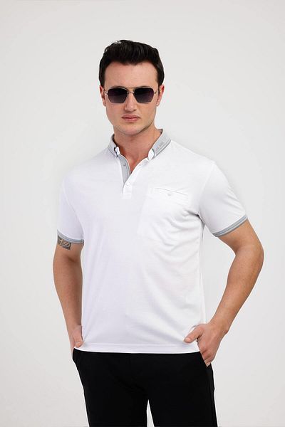 Decas BREEZE Polo Neck Βαμβακερό T-Shirt - Λευκό