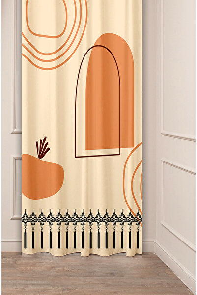 GREENDECOR Forme geometrice boeme cu linii, design special, modelat digital cu imprimeu (cu o singură aripă), perdea de fundal modernă și elegantă