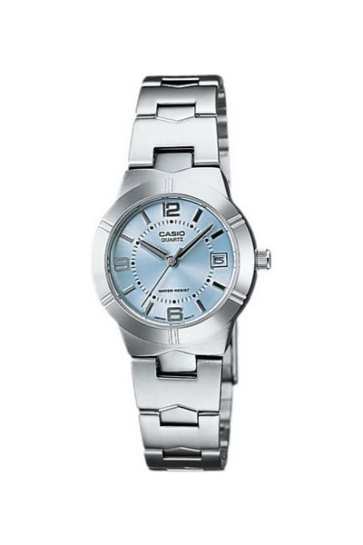 Casio Women's Wristwatch with Blue Dial and Metallic Color 24 Months Warranty