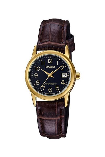 Casio Women's Wristwatch in Case Gold Cord Brown Color 2 Years Warranty