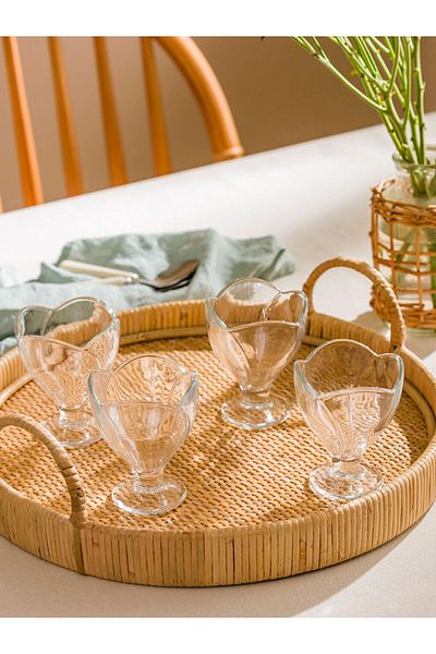 LC Waikiki Lcw Home Colorless Footed Glass Bowl Set 4 Pcs 140 ml t t