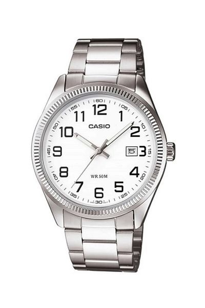 Casio Dial White Cord Metalic Color Men's Wristwatch