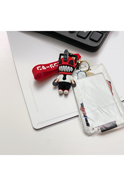 Meyra Accessories Suport de carduri de lux cu figurină Denji Pochita, breloc, card Akbil și breloc pentru geantă, accesoriu, jucărie de pluș