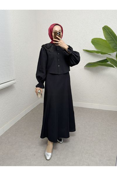 HİJABAYA Baby Collar Scalloped Sleeve Elastic Blouse