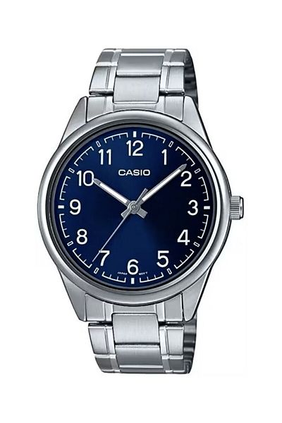 Casio ساعة يد رجالية بقرص معدني باللون الأزرق الداكن