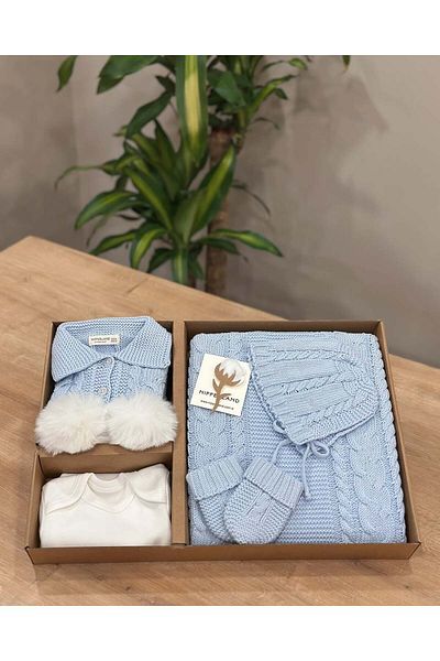 Nipperland 100% Cotton Fur Pompom 5-Piece Hospital Set (0.3 Months)