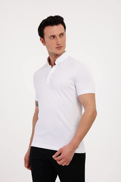 Decas TROPICA Polo Neck Βαμβακερό T-Shirt - Λευκό