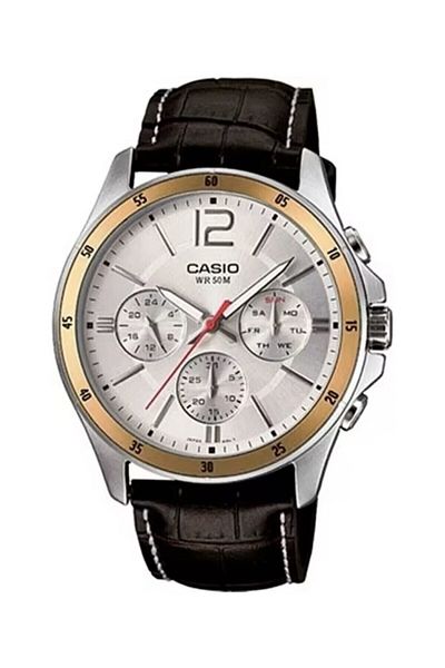 Casio Functional Men's Wristwatch with Case Metallic Cord Bitter Brown Color Display