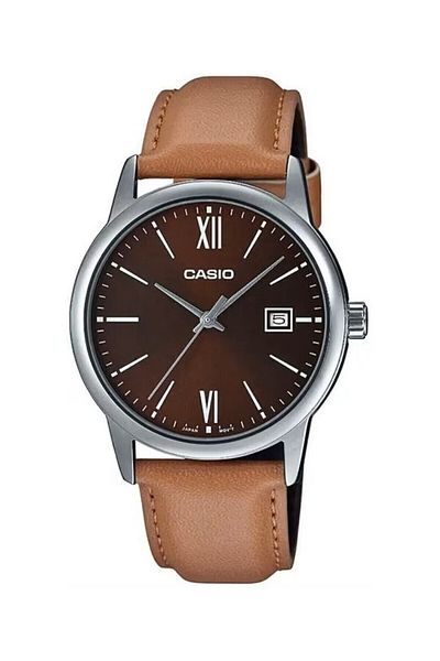 Casio ساعة يد رجالية بعلبة معدنية باللون البني